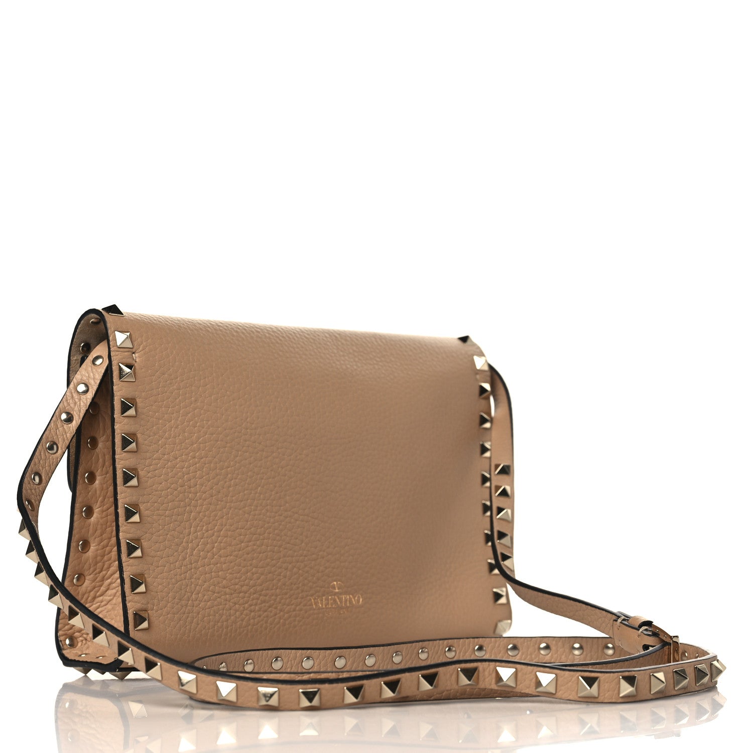 Valentino Garavani Pebbled Calfskin Medium Rockstud Flip Lock Crossbody Bag Skin Sorbet 3 of 8