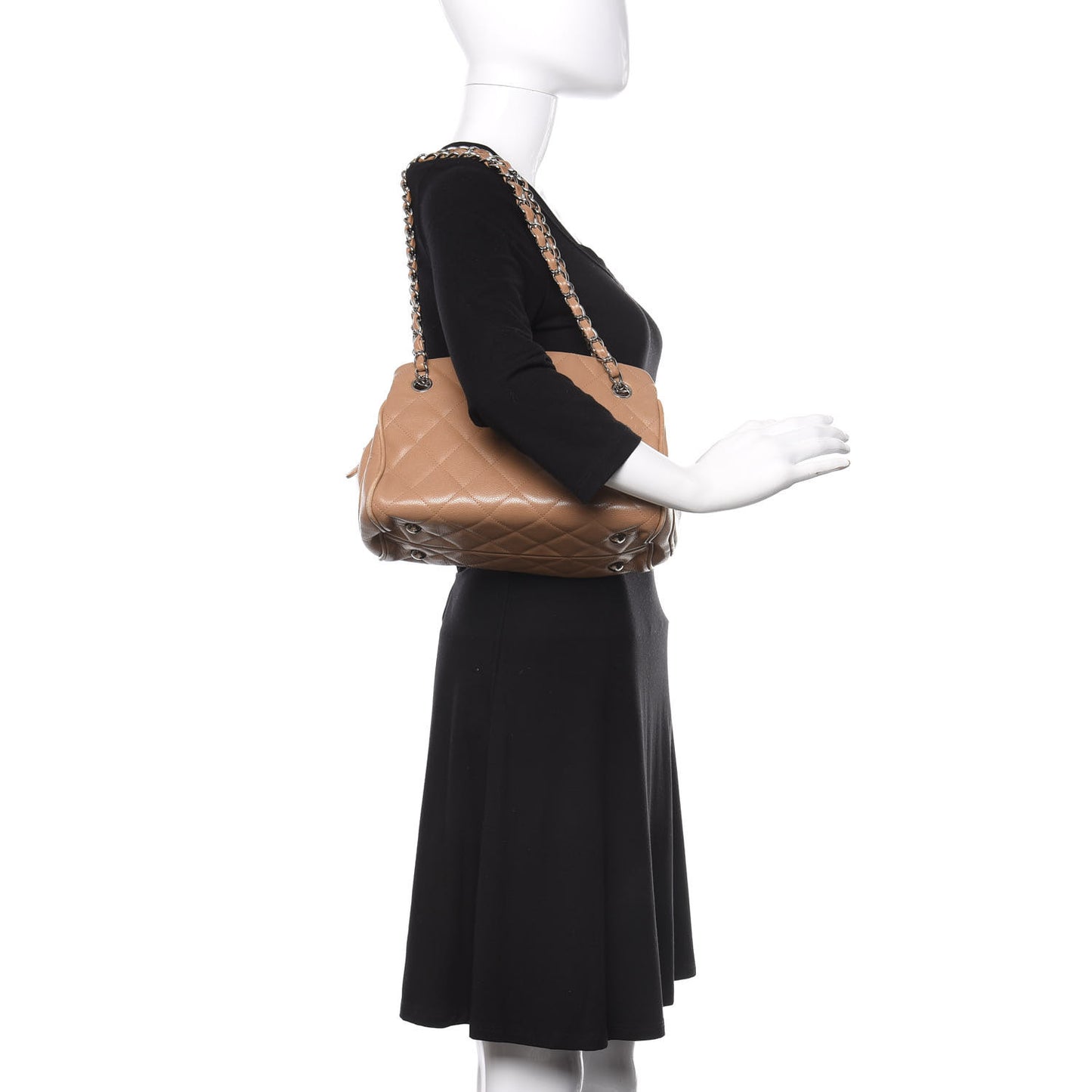 Caviar Quilted Tote Beige