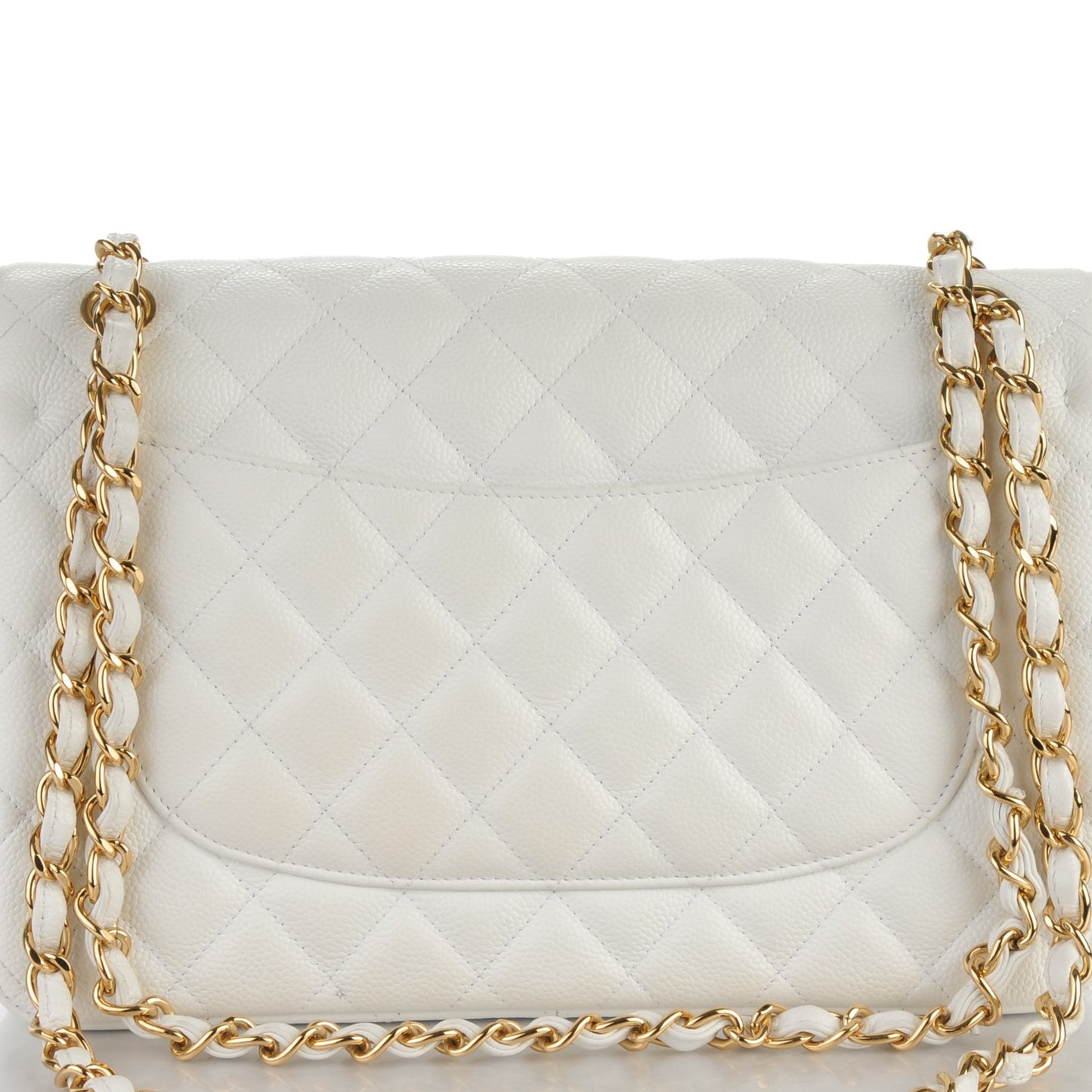 Caviar Quilted Jumbo Double Flap White
