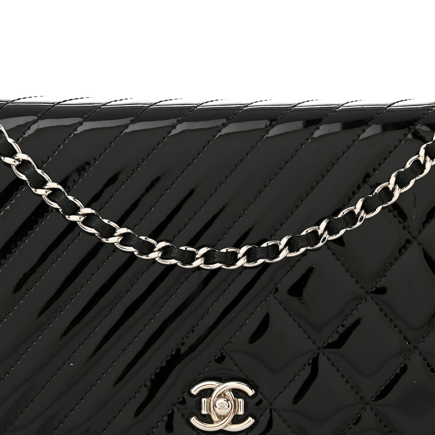 Chanel Patent Quilted Coco Boy Wallet On Chain WOC Black 9 of 17