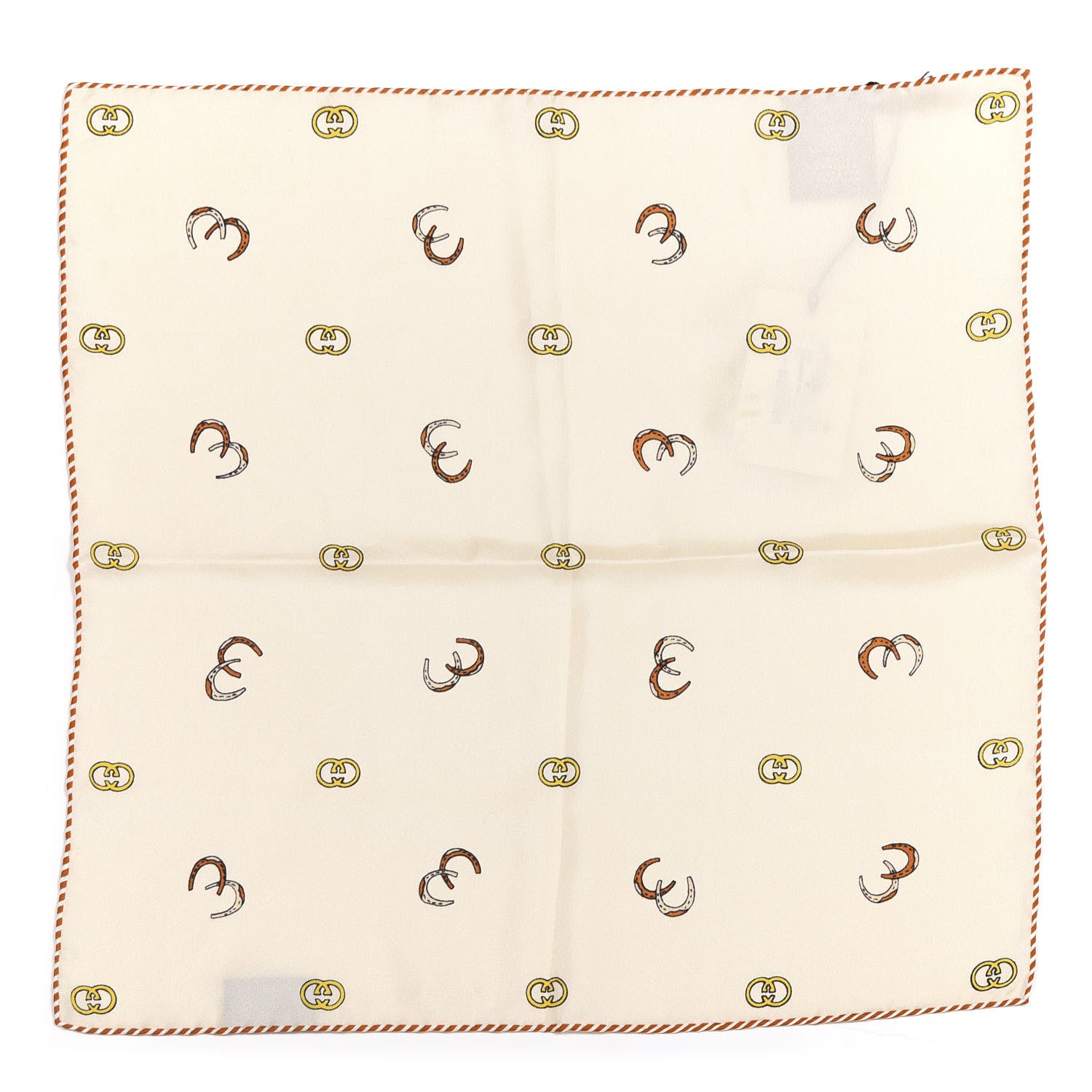 Gucci Silk Twill Poket Logos Pocket Square Ivory 1 of 4
