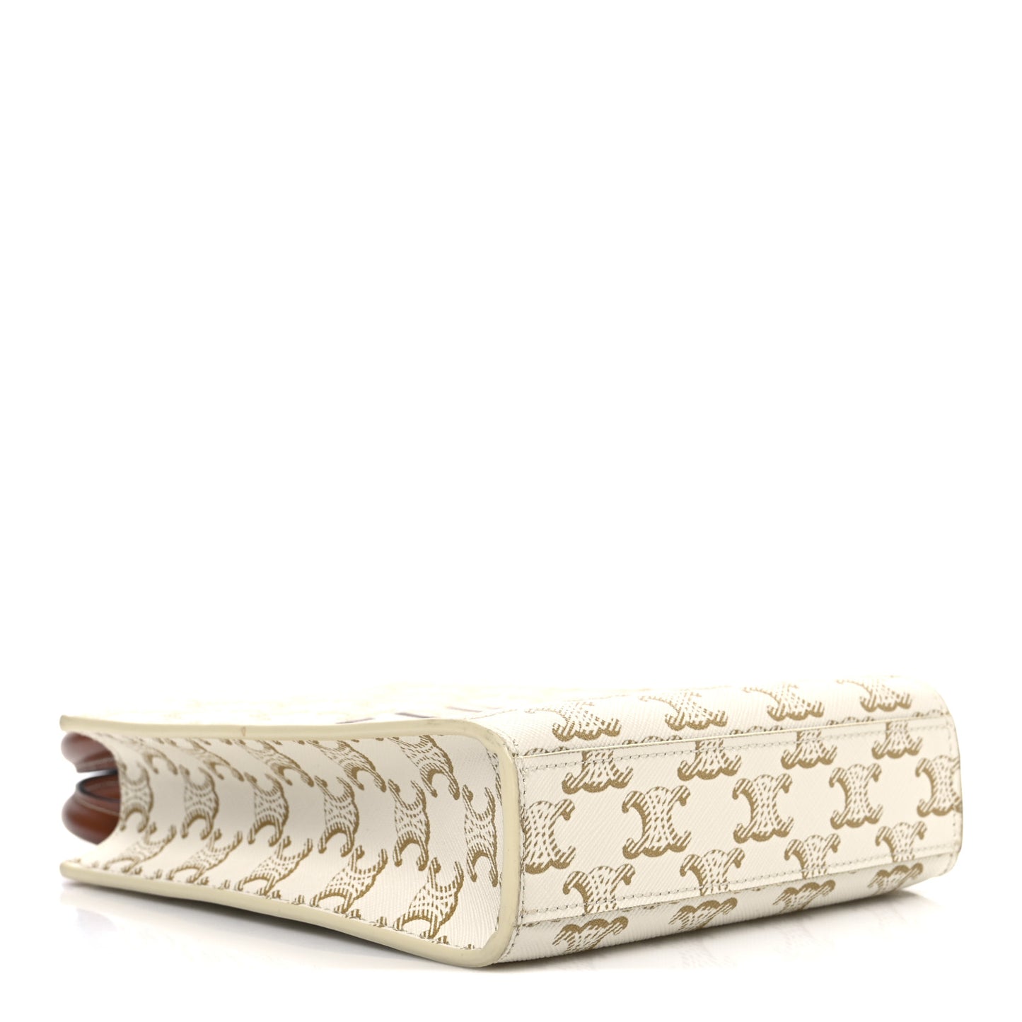 Triomphe Canvas Calfskin Mini Vertical Cabas White