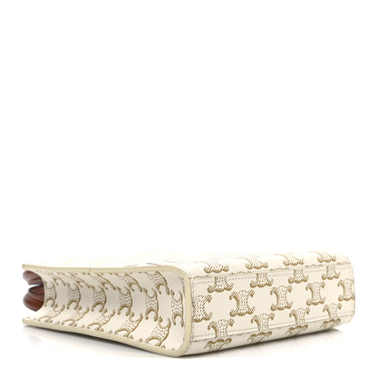 Celine Triomphe Canvas Calfskin Mini Vertical Cabas White 4 of 9