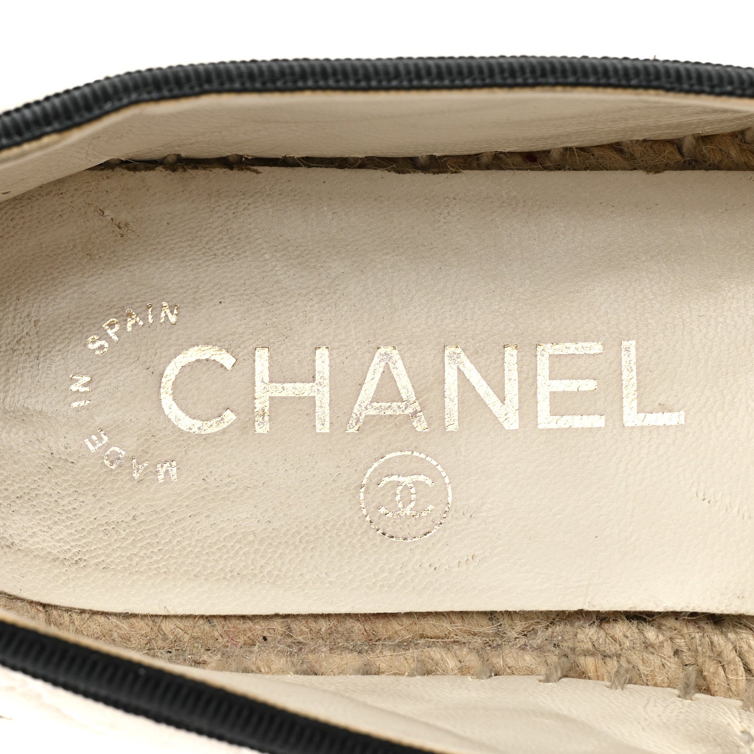 Chanel Lambskin Grosgrain Quilted CC Chain Espadrilles 37 White Black 7 of 17