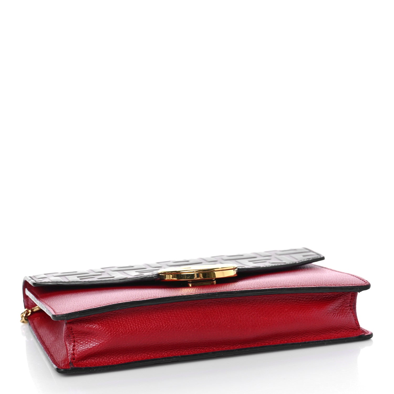 Fendi Vitello Cruise F is Fendi FF 1974 Embossed Medium Envelope Wallet On Chain Fragola Maya Black 4 of 9