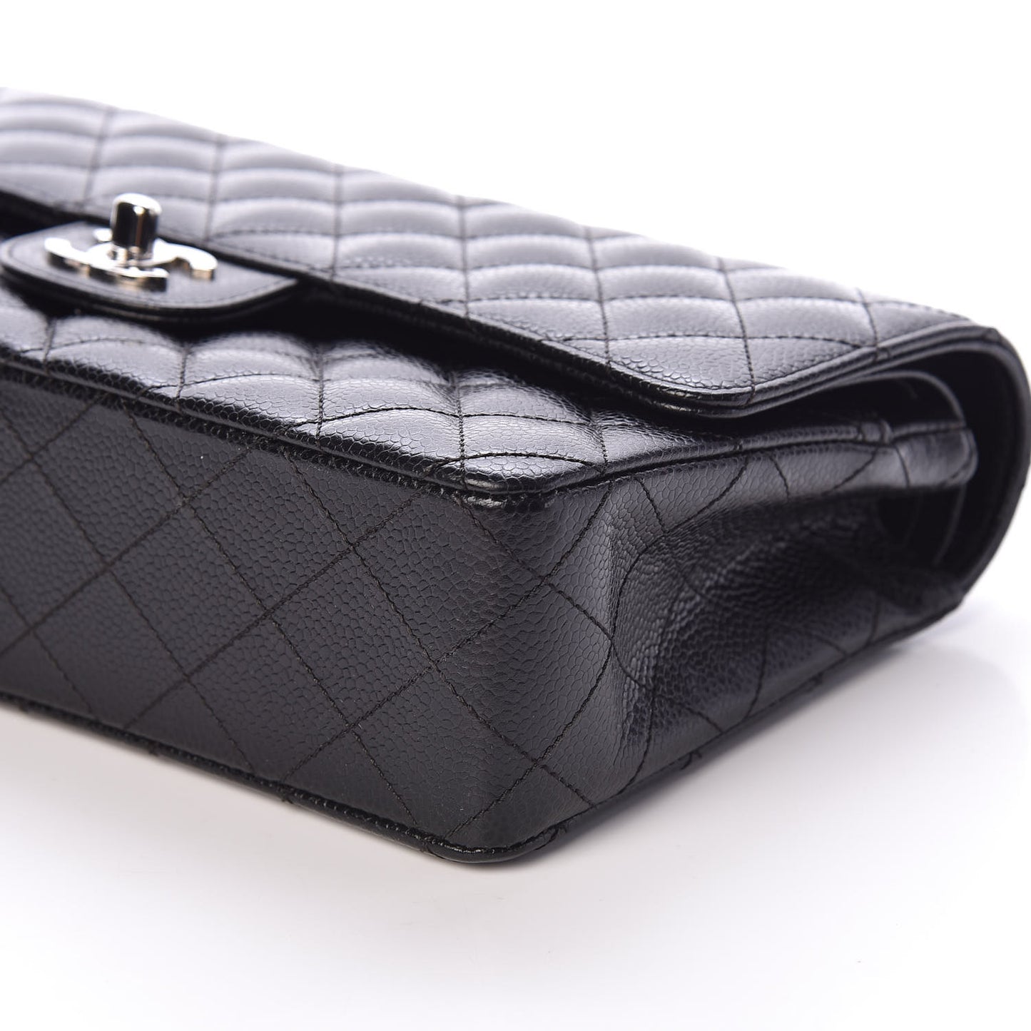 Caviar Quilted Medium Double Flap Black