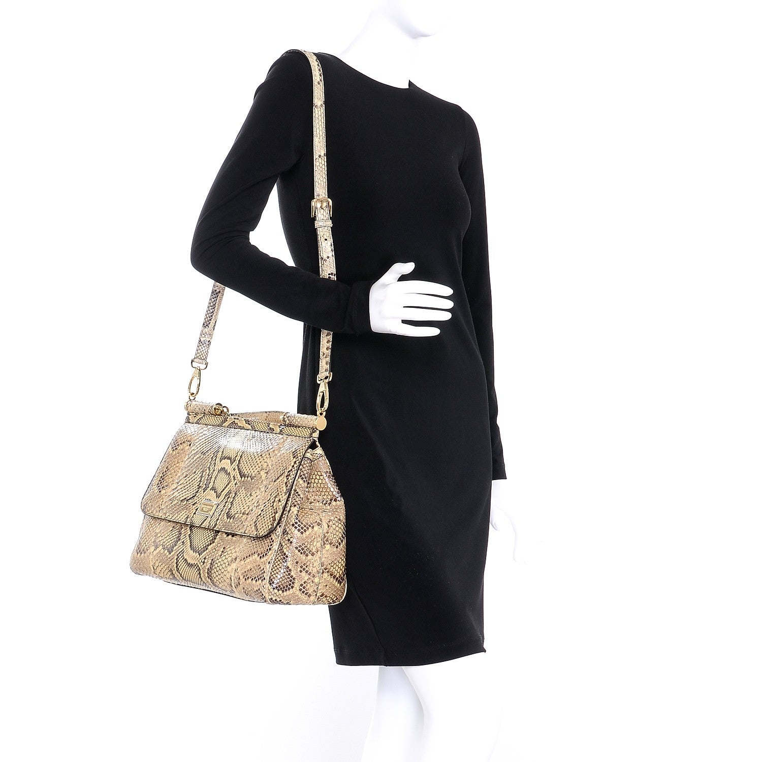 Dolce & Gabbana Python Large Miss Sicily Satchel Beige 2 of 11