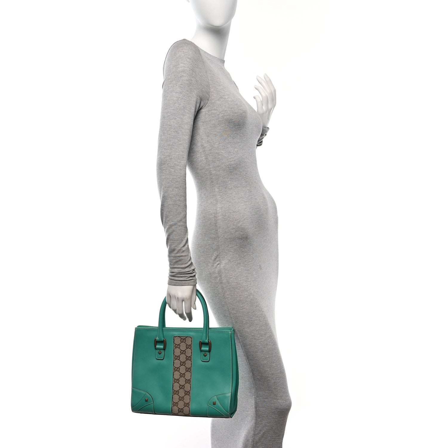 Gucci Calfskin GG Monogram Tote Turquoise 2 of 10