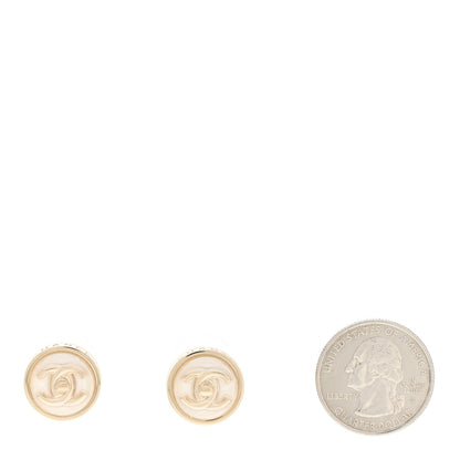 Chanel Resin CC Turnlock Earrings White Gold 2 of 5