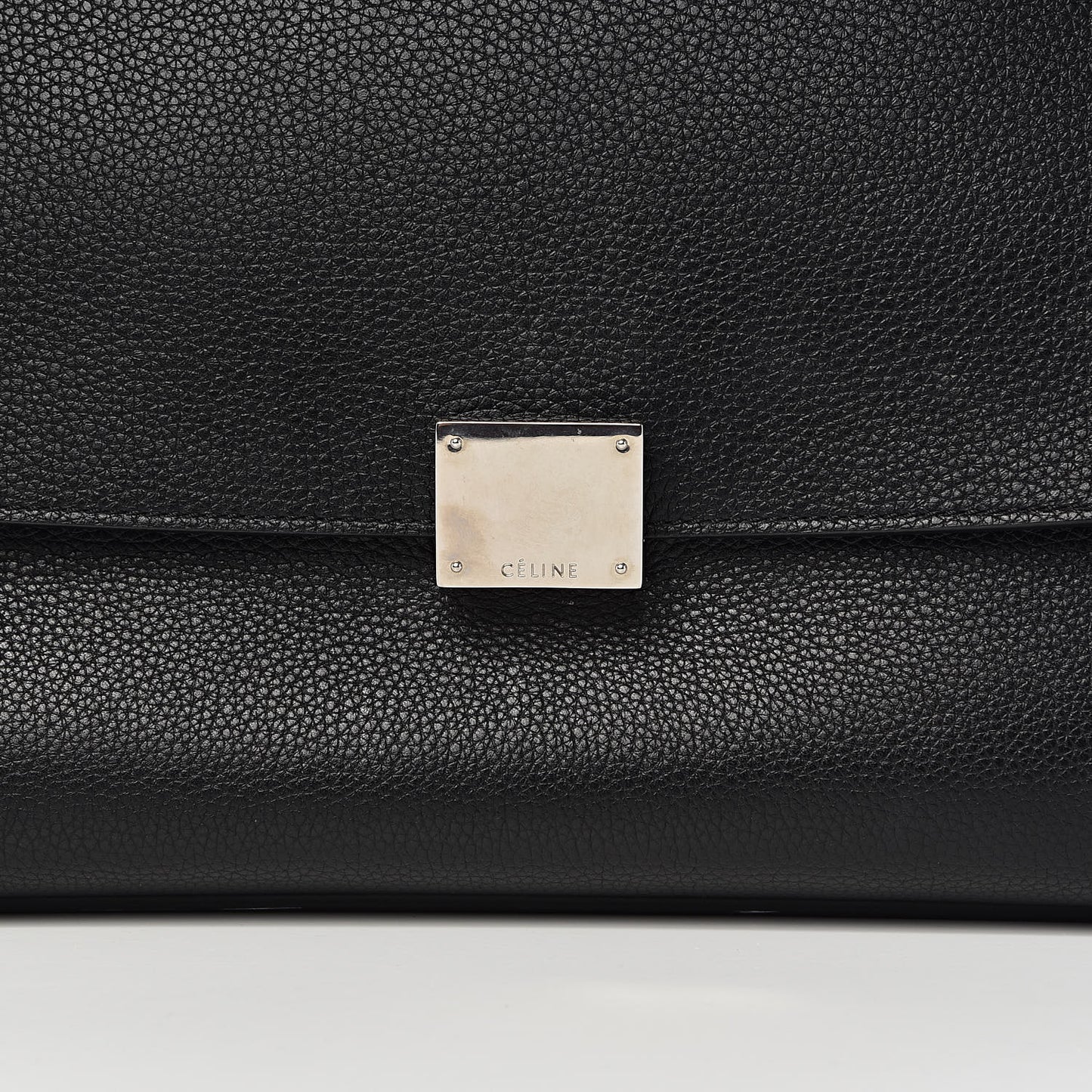 Drummed Calfskin Suede Large Trapeze Black