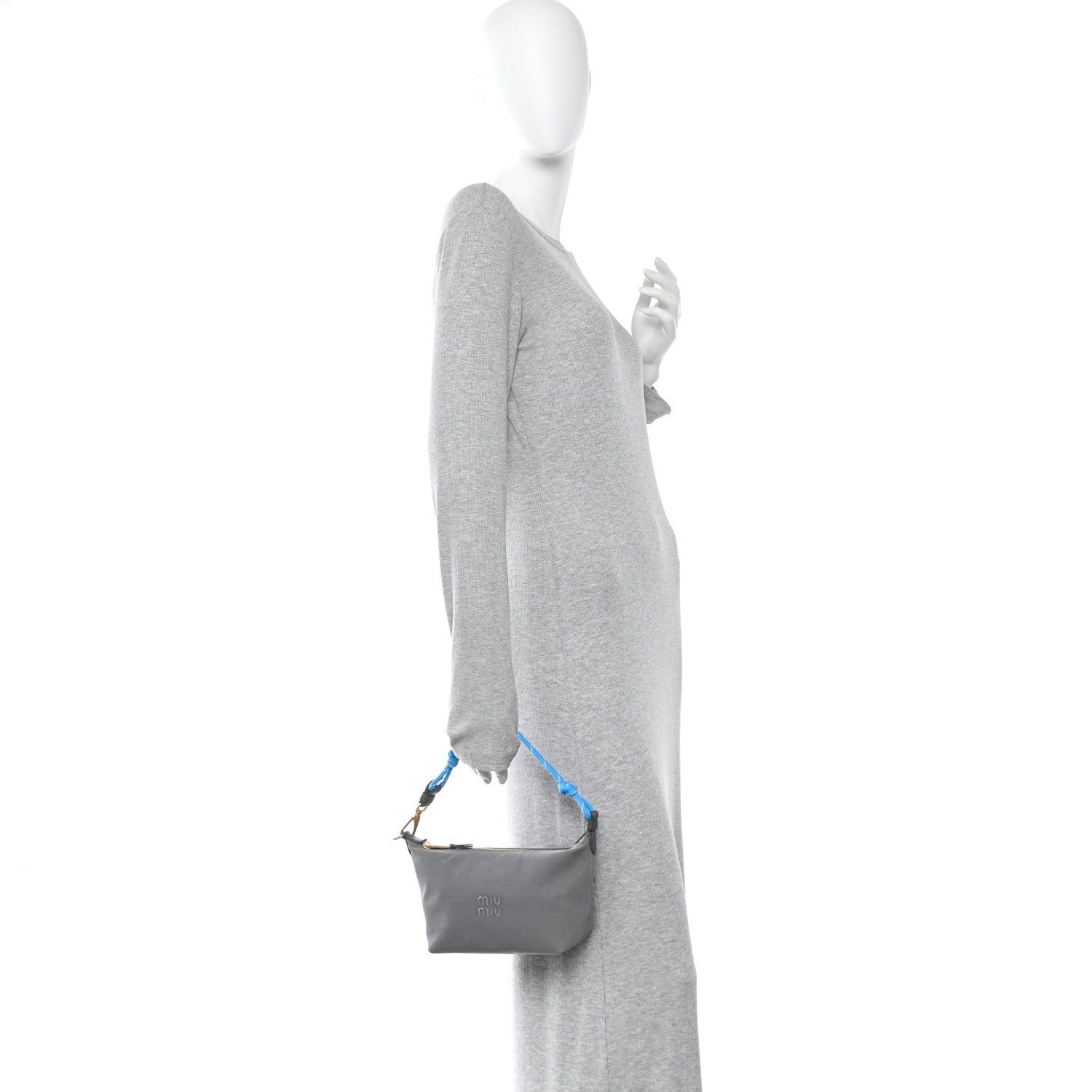 Miu Miu Canvas Gabardine Pouch Alluminio Celeste 2 of 10