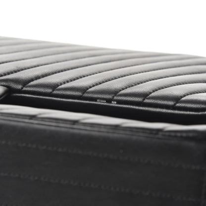 Chanel Lambskin Chevron Quilted Maxi Double Flap Black 12 of 13