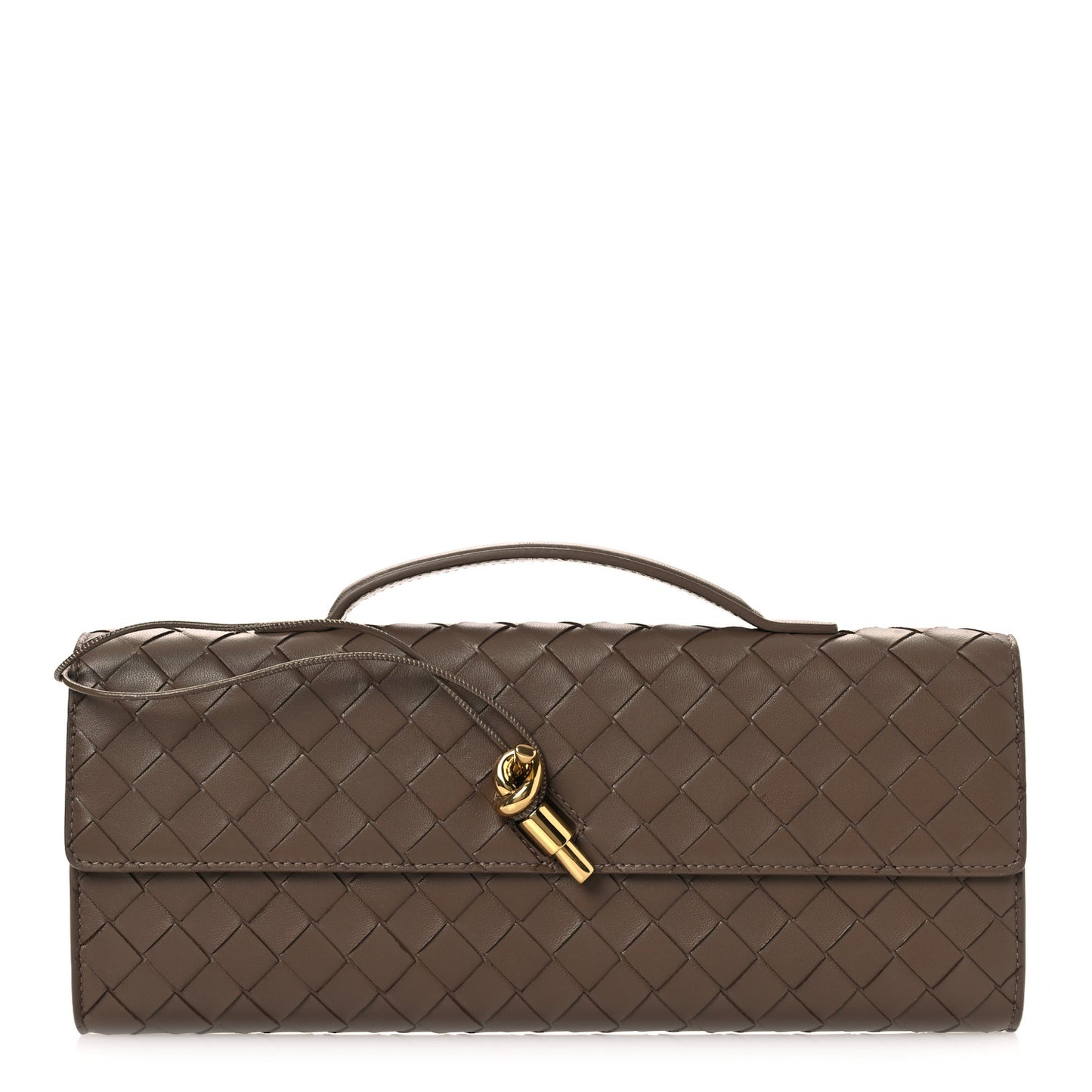 Nappa Intrecciato Long Andiamo Top Handle Clutch Pinecone