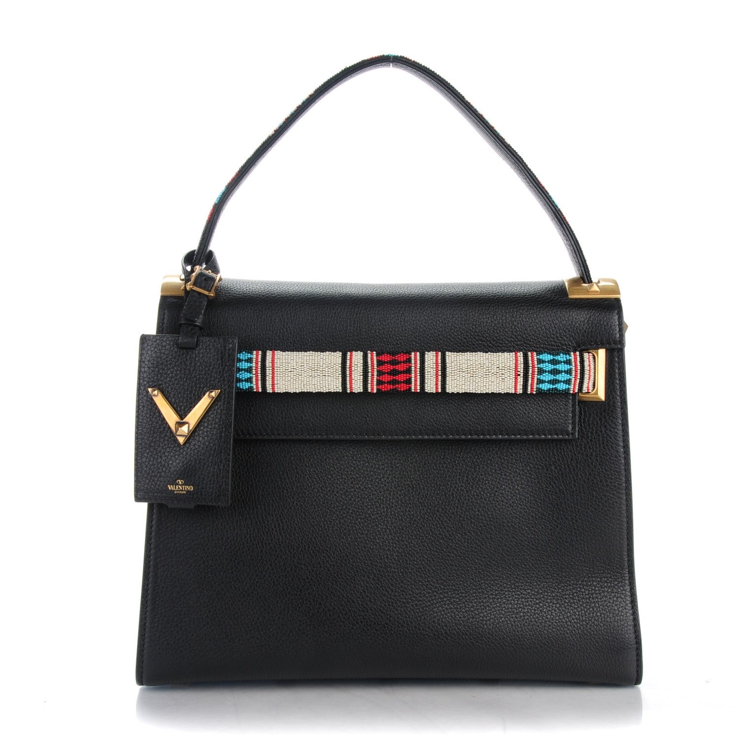 Valentino Garavani Grained Calfskin Beaded My Rockstud Frame Bag Black 1 of 7