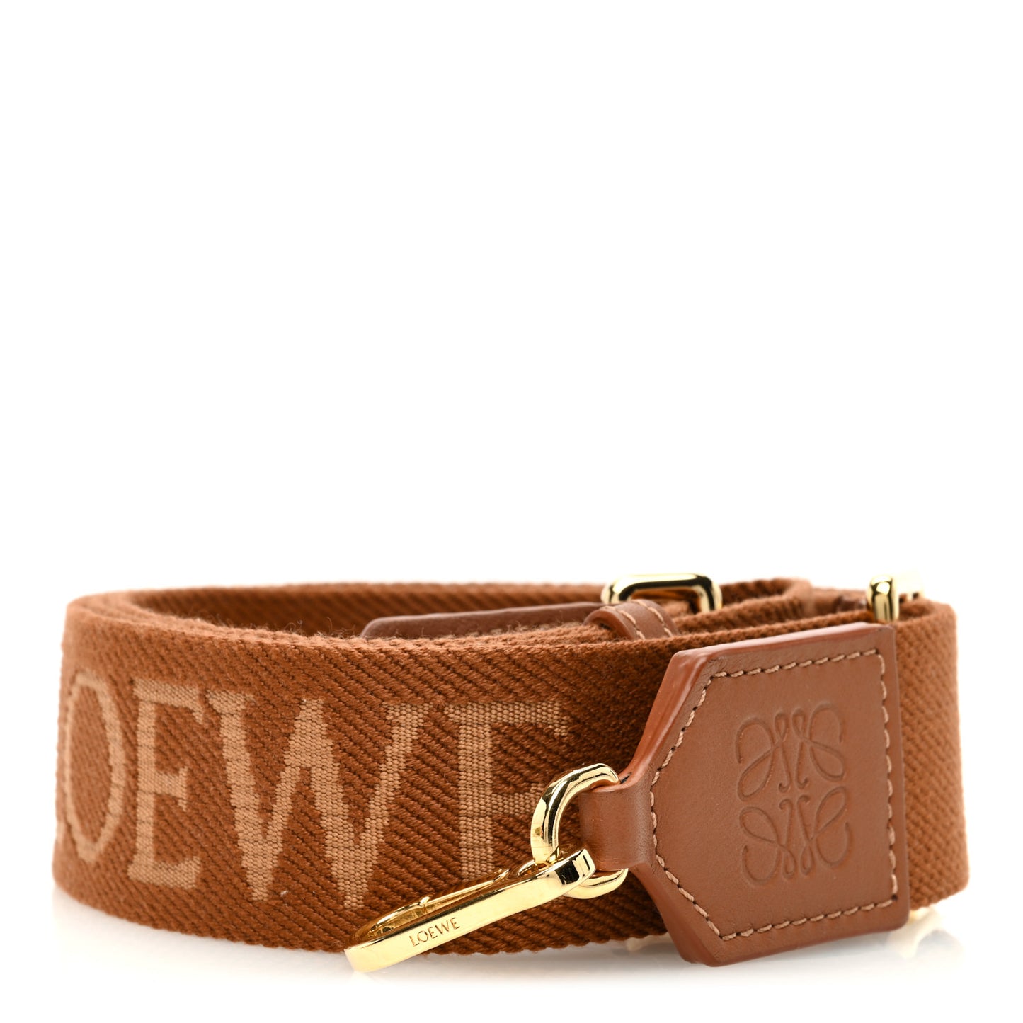 Calfskin Jacquard Webbing Anagram Strap Tan