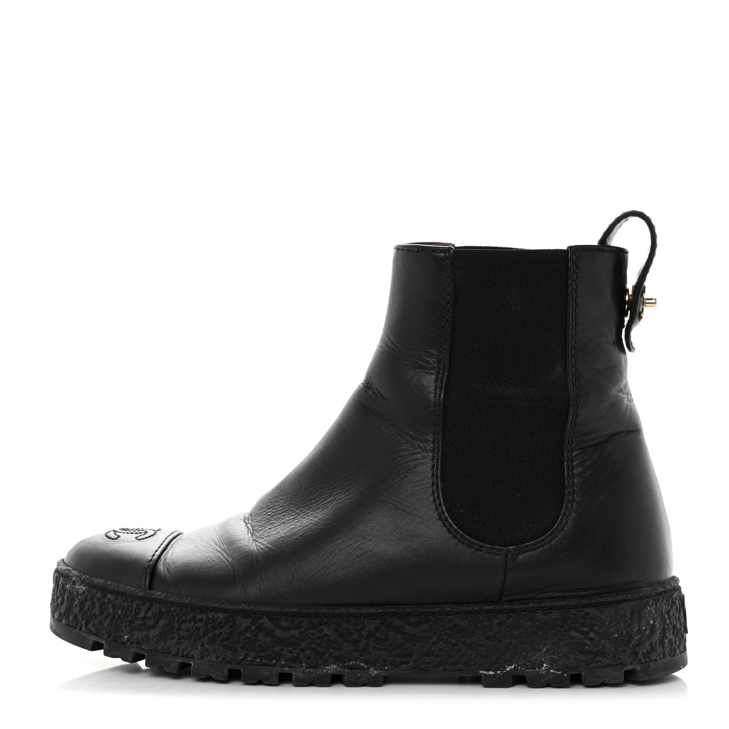 Calfskin Cap Toe CC Ankle Boots 39 Black
