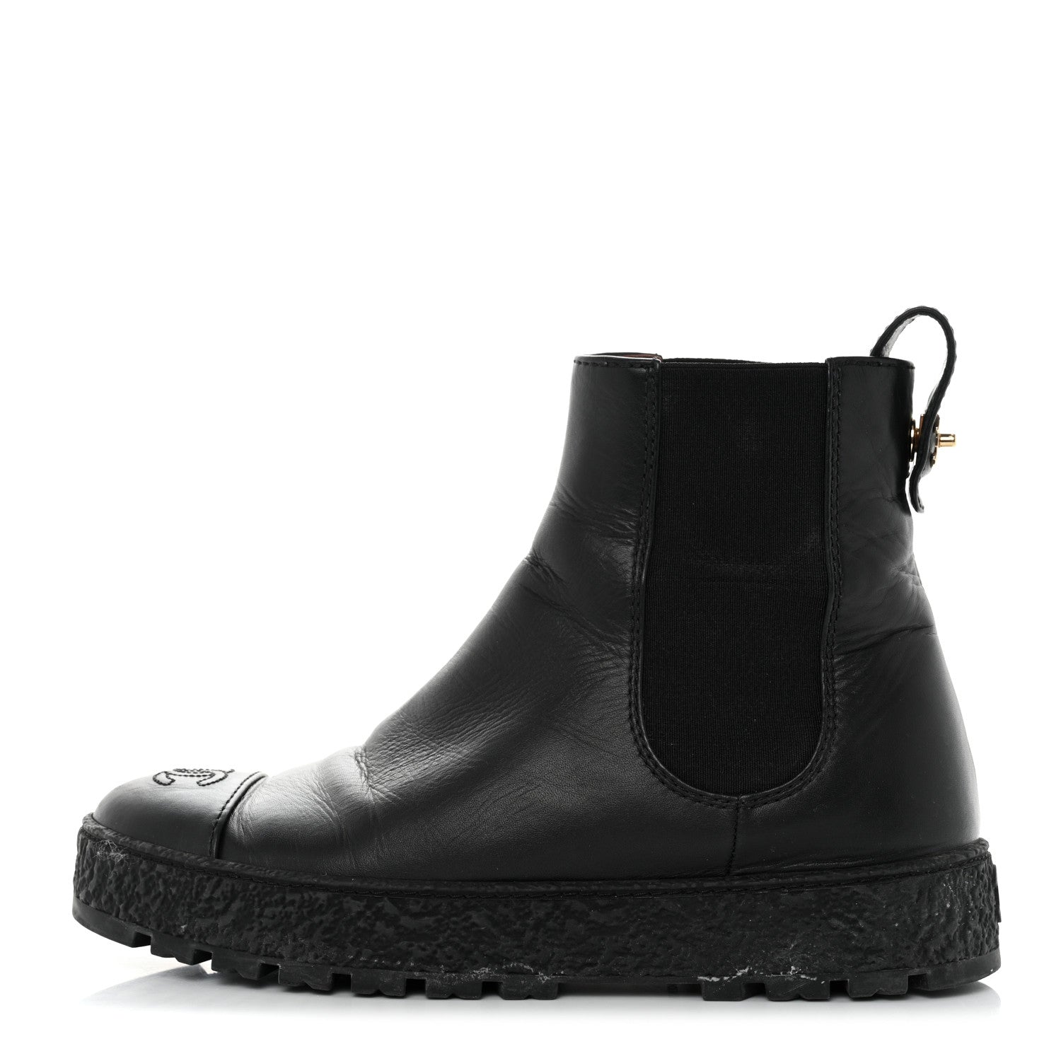 Chanel Calfskin Cap Toe CC Ankle Boots 39 Black 1 of 13