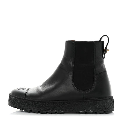 Chanel Calfskin Cap Toe CC Ankle Boots 39 Black 1 of 13