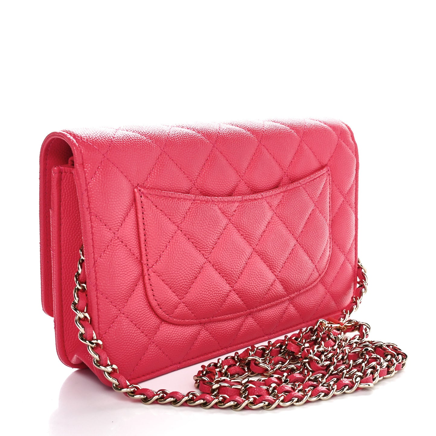 Caviar Quilted French New Wave Chain CC Wallet On Chain WOC Pink