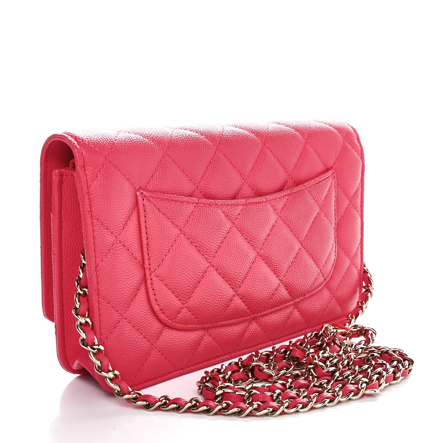 Chanel Caviar Quilted French New Wave Chain CC Wallet On Chain WOC Pink 2 of 11