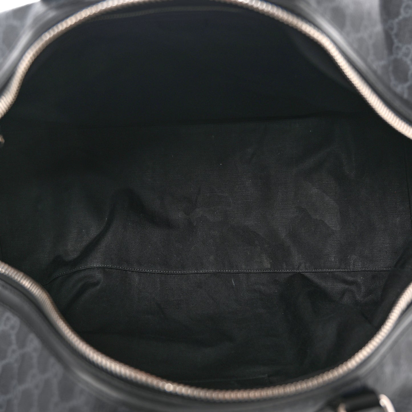 Soft GG Supreme Monogram Appia Calfskin Web Large Carry On Duffle Bag Black Grey