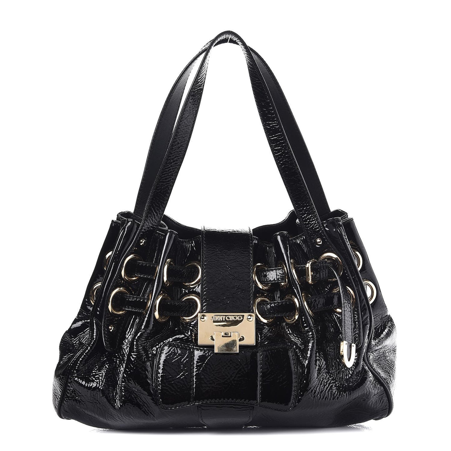 Crushed Patent Riki Bag Black