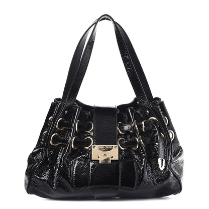 Jimmy Choo Crushed Patent Riki Bag Black 1 of 6