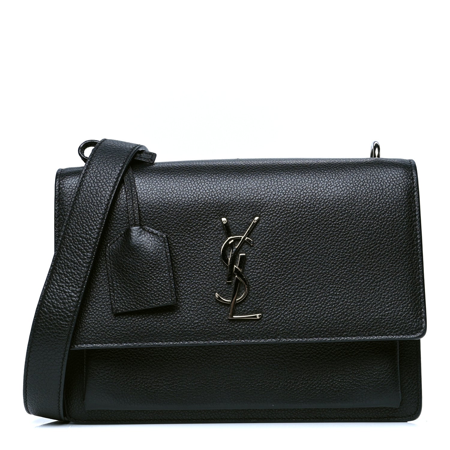 Saint Laurent Grained Calfskin Medium Monogram Sunset Satchel Black 1 of 4