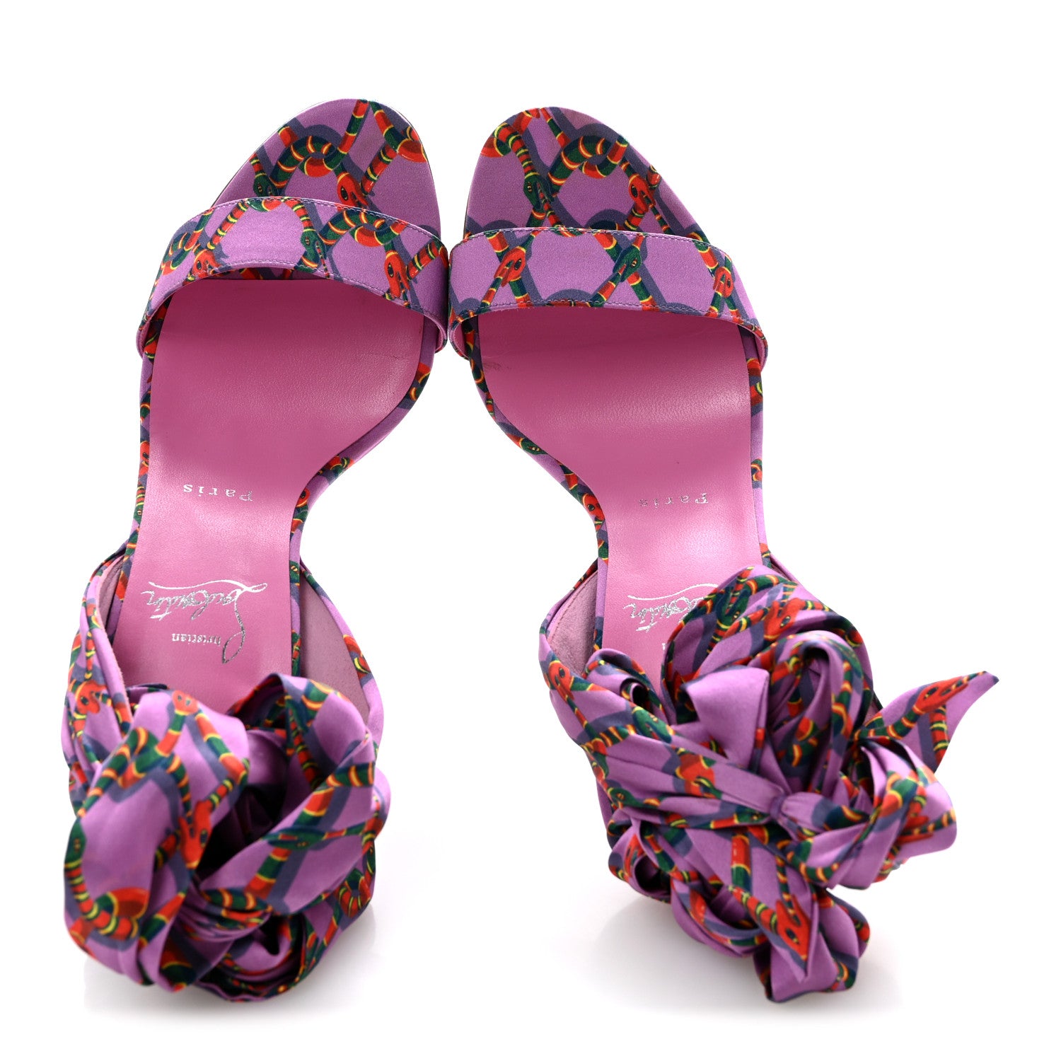 Christian Louboutin Crepe Satin Naja Chain Sandale Du Desert 100 Ankle Wrap Sandals 39.5 Gummy 2 of 10