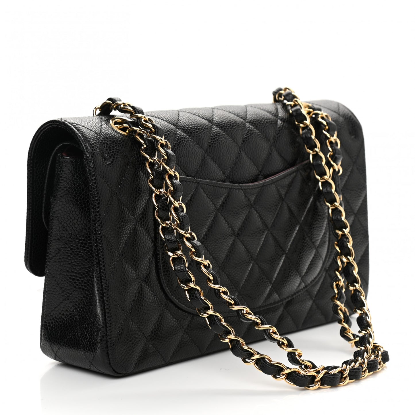 Caviar Quilted Medium Double Flap Black