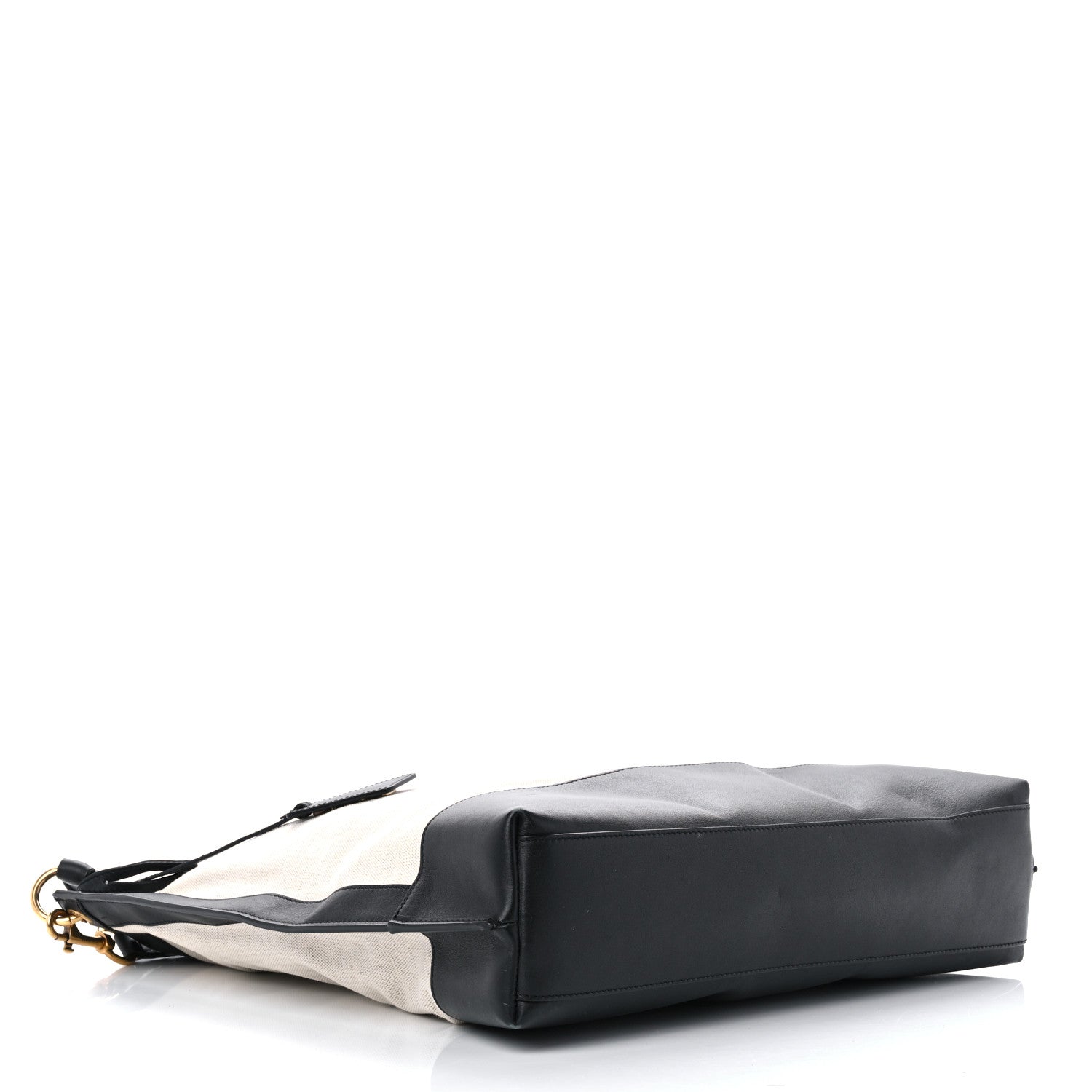 Saint Laurent Canvas Calfskin Tag Hobo White Black 5 of 13