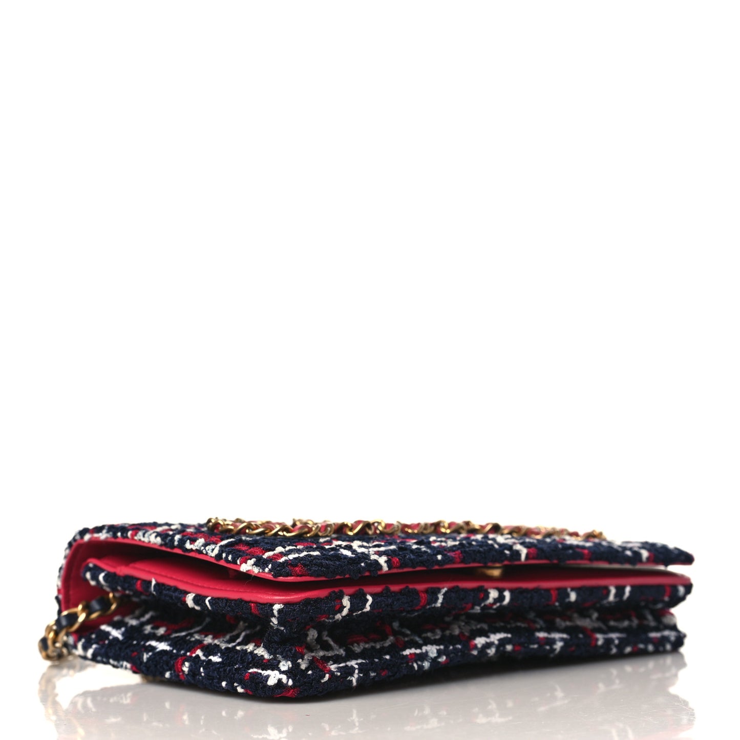 Tweed Calfskin Signe Wallet On Chain WOC Black Pink