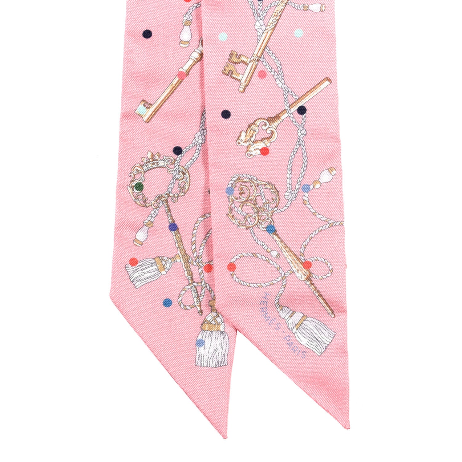 Hermes Silk Les Cles A Pois Twilly Rose Beige Multicolor 2 of 3
