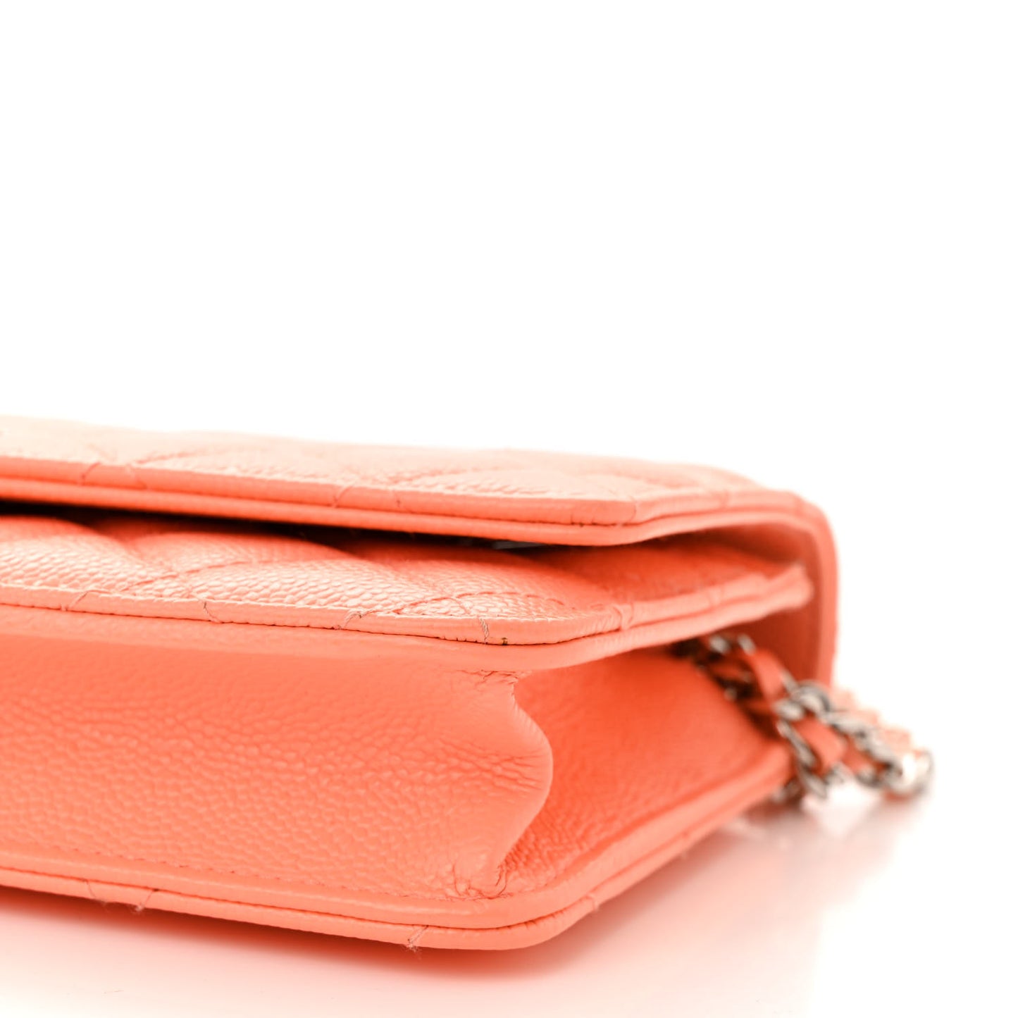 Caviar Quilted Wallet on Chain WOC Coral