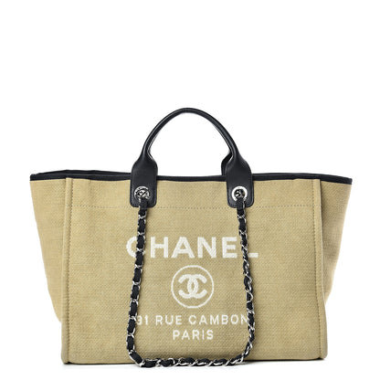 Chanel Canvas Medium Deauville Tote Beige Black 1 of 10