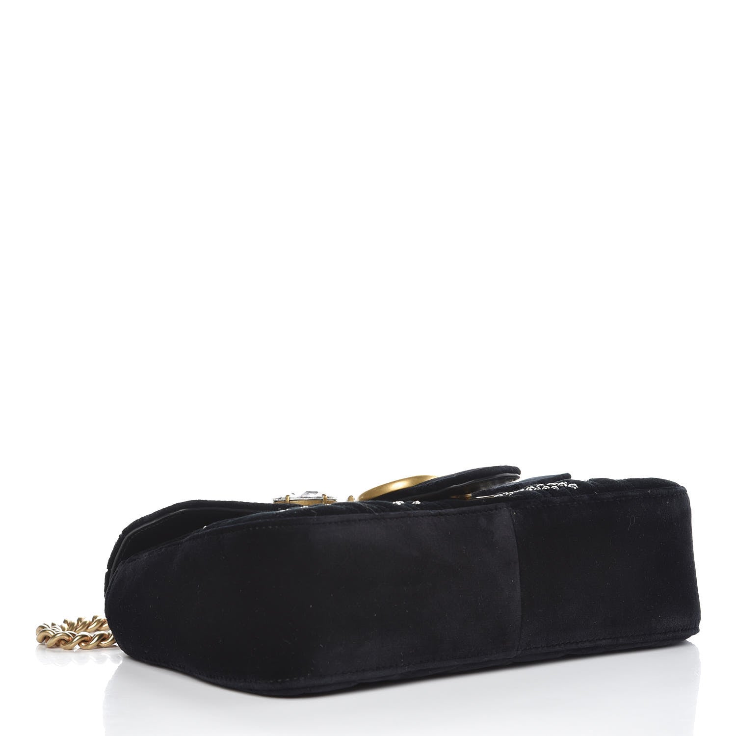 Gucci Velvet Matelasse Marquise Crystals Embroidered Small GG Marmont Shoulder Bag Black 4 of 7