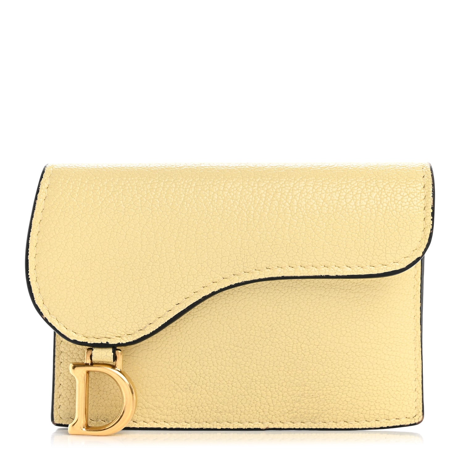 Christian Dior Goatskin Saddle Card Holder Pastel Yellow 1 of 11