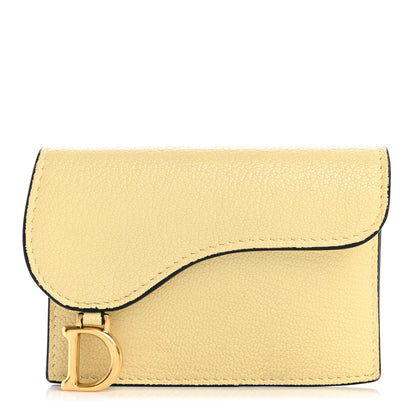 Christian Dior Goatskin Saddle Card Holder Pastel Yellow 1 of 11