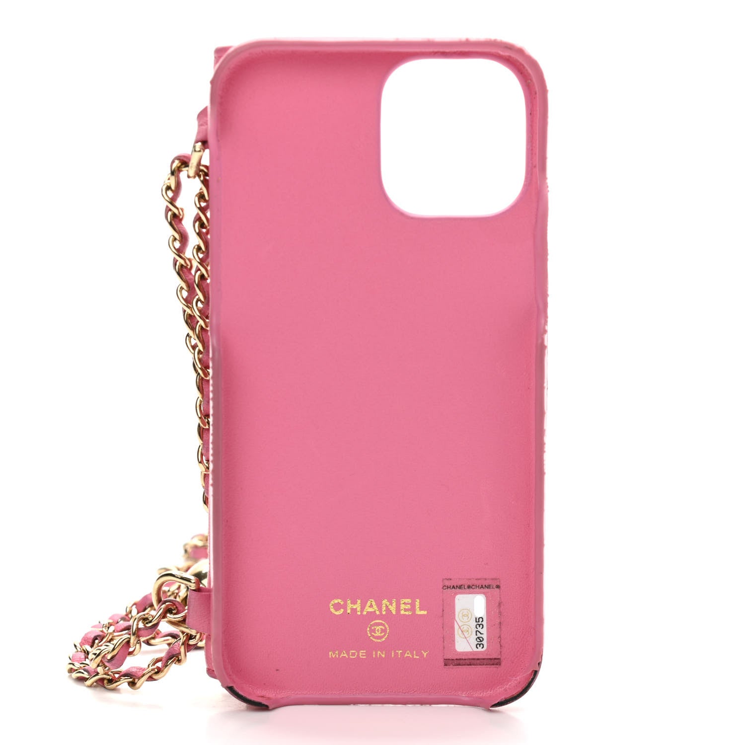 Chanel Lambskin Quilted Pearl Crush iPhone XII Pro Holder With Chain Pink 4 of 16