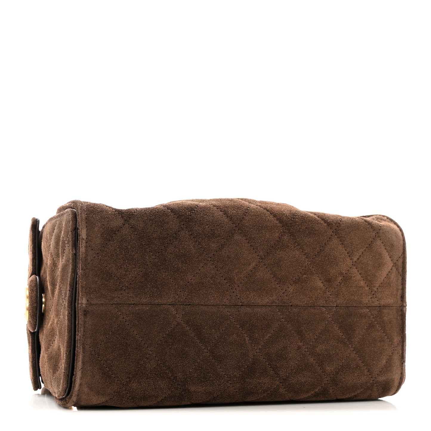 Suede Quilted Small Chanel 25 Handbag Dark Brown