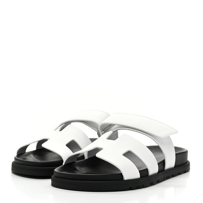 Hermes Calfskin Womens Chypre Sandals 37 White 3 of 9