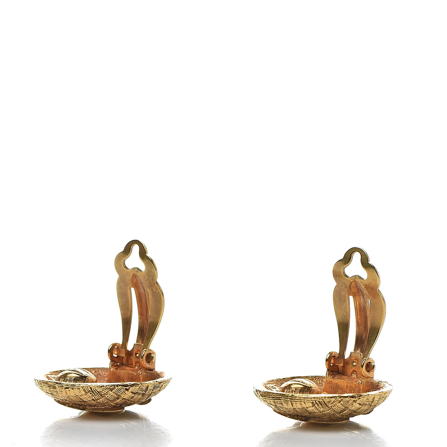 CC Button Clip On Earrings Gold