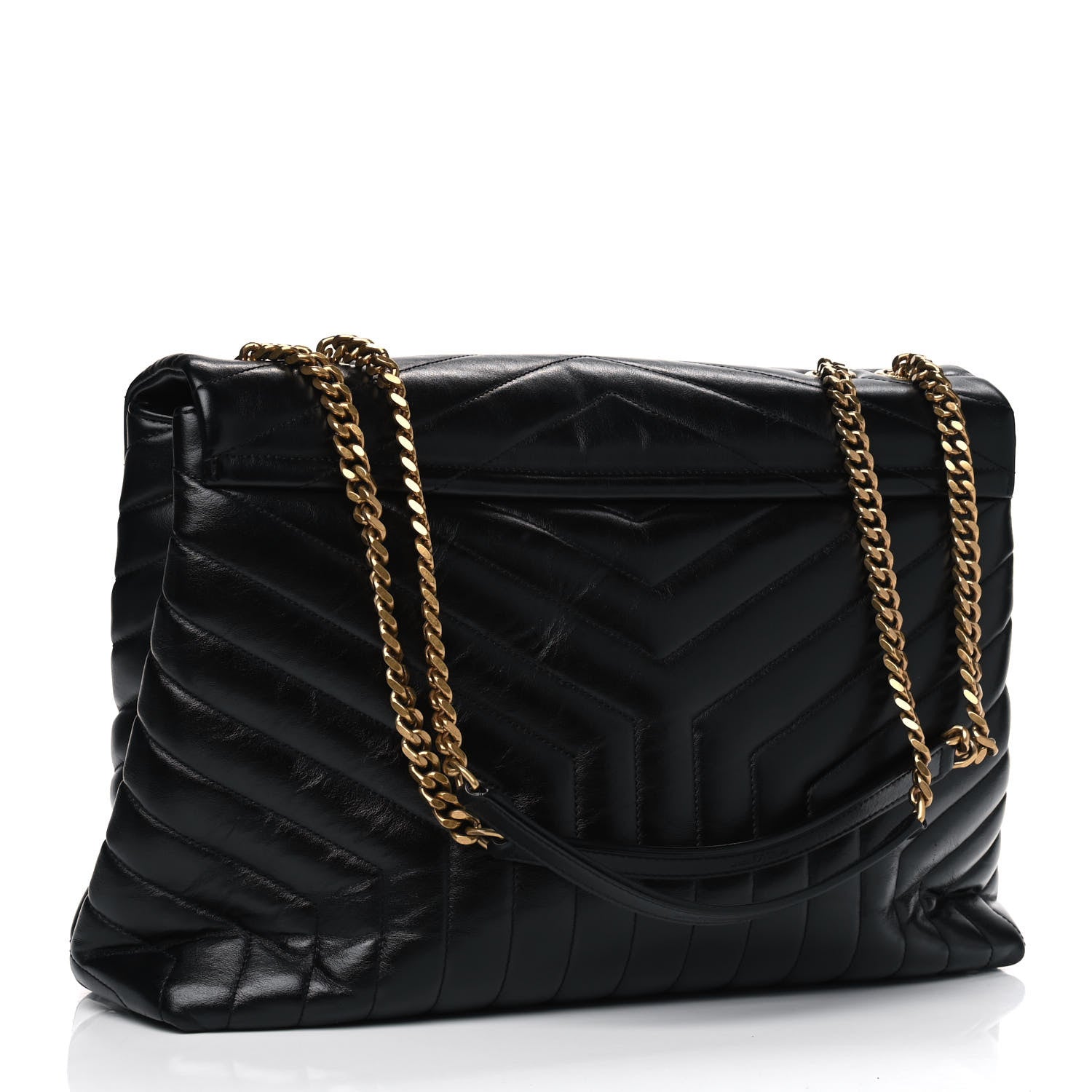 Saint Laurent Calfskin Y Quilted Monogram Large Loulou Chain Satchel Black 2 of 9
