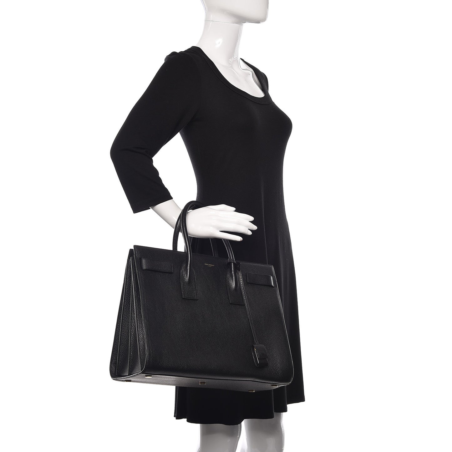 Grained Calfskin Large Sac De Jour Carryall Black