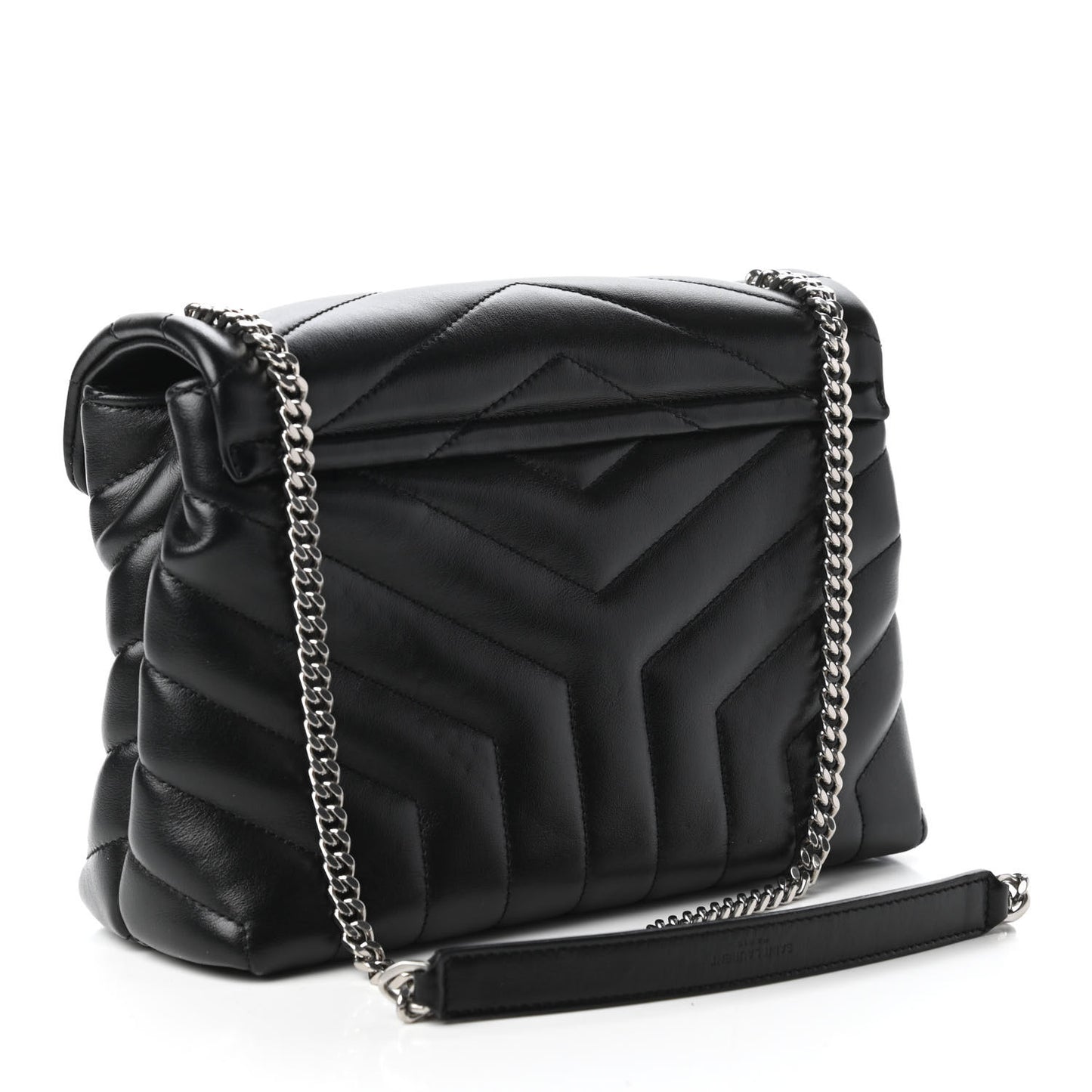 Calfskin Y Quilted Monogram Small Loulou Chain Satchel Black