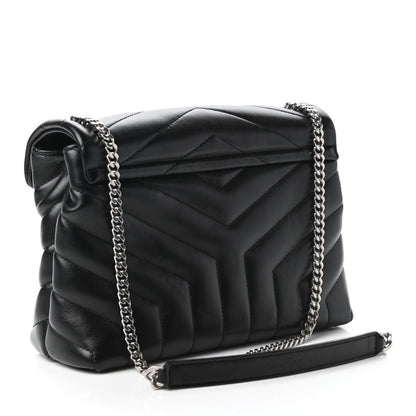 Saint Laurent Calfskin Y Quilted Monogram Small Loulou Chain Satchel Black 3 of 10