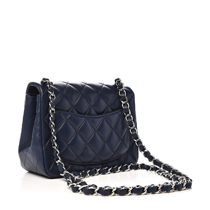 Chanel Lambskin Quilted Mini Square Flap Navy Blue 3 of 12