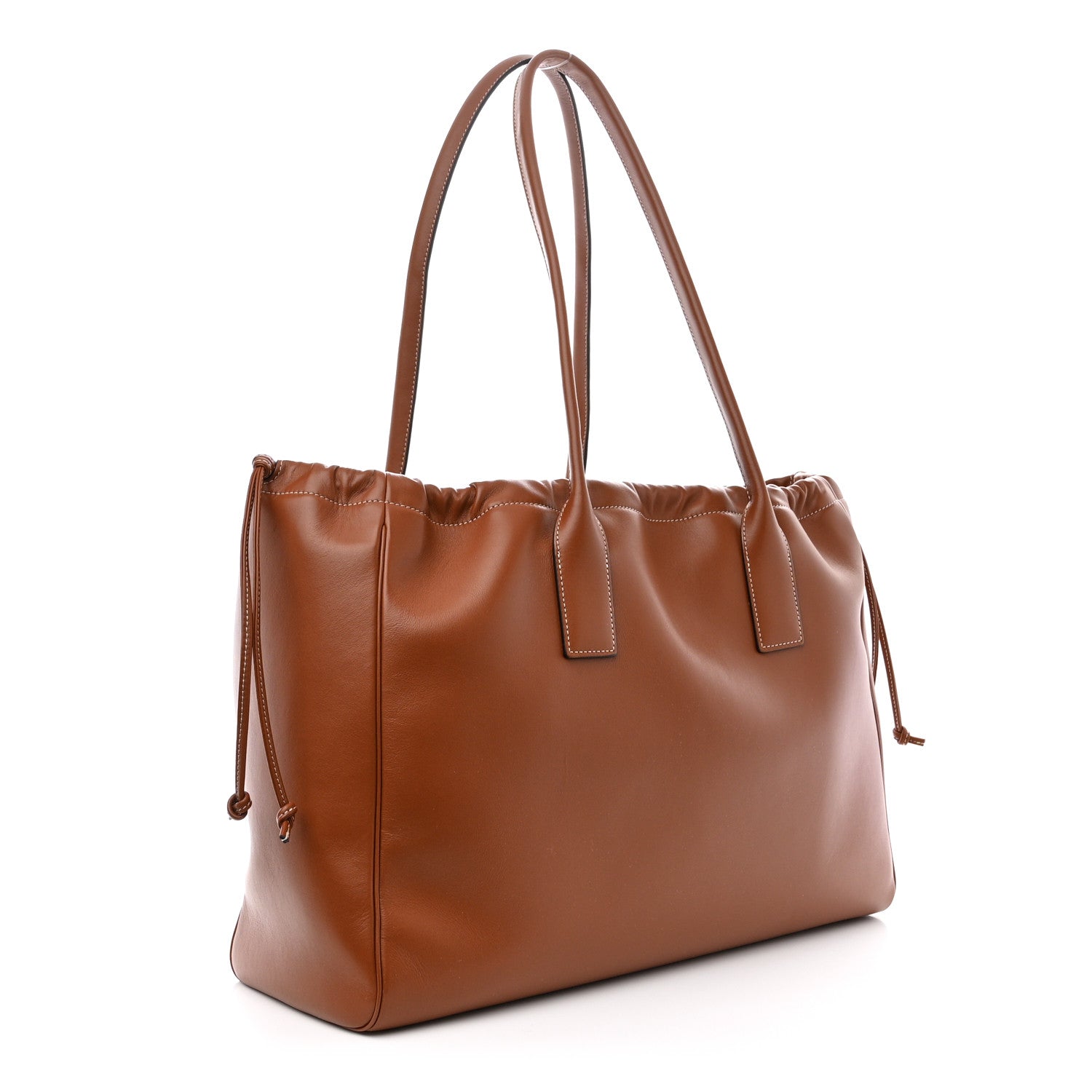 Celine Smooth Calfskin Cuir Triomphe Cabas Drawstring Tan 3 of 11