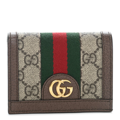 Gucci GG Supreme Monogram Web Ophidia Card Case Beige New Acero 1 of 6