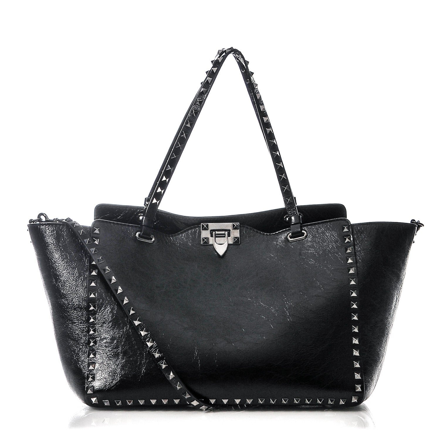 Valentino Garavani Vitello Medium Rockstud Tote Black 1 of 6